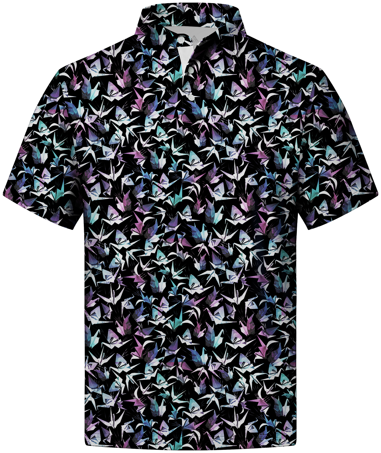 Men's Button Up Print Slim Fit Polo Shirt-CFMPO00149