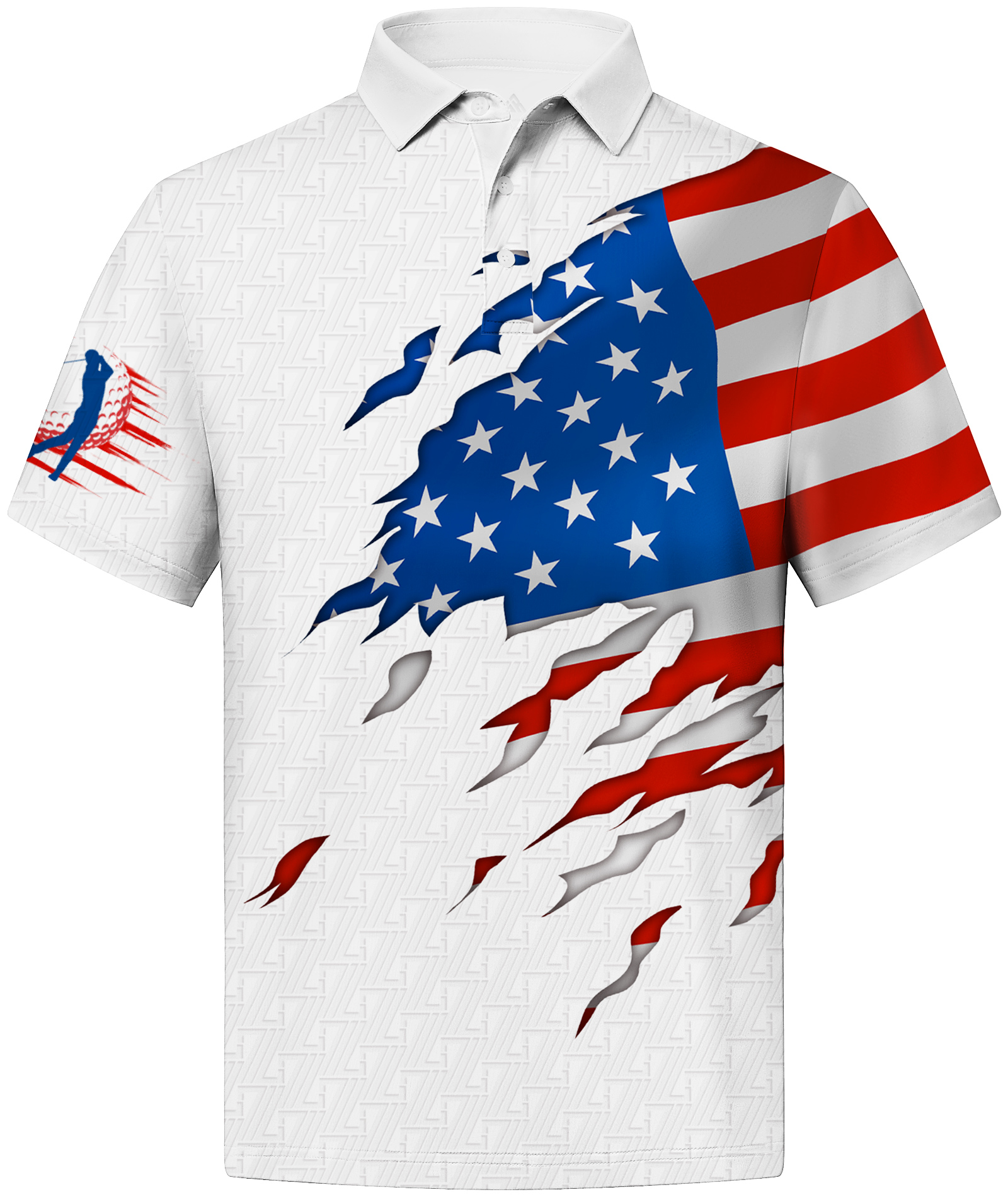 Men's Summer American Flag Print Golf Polo Shirt-CUMPO01601