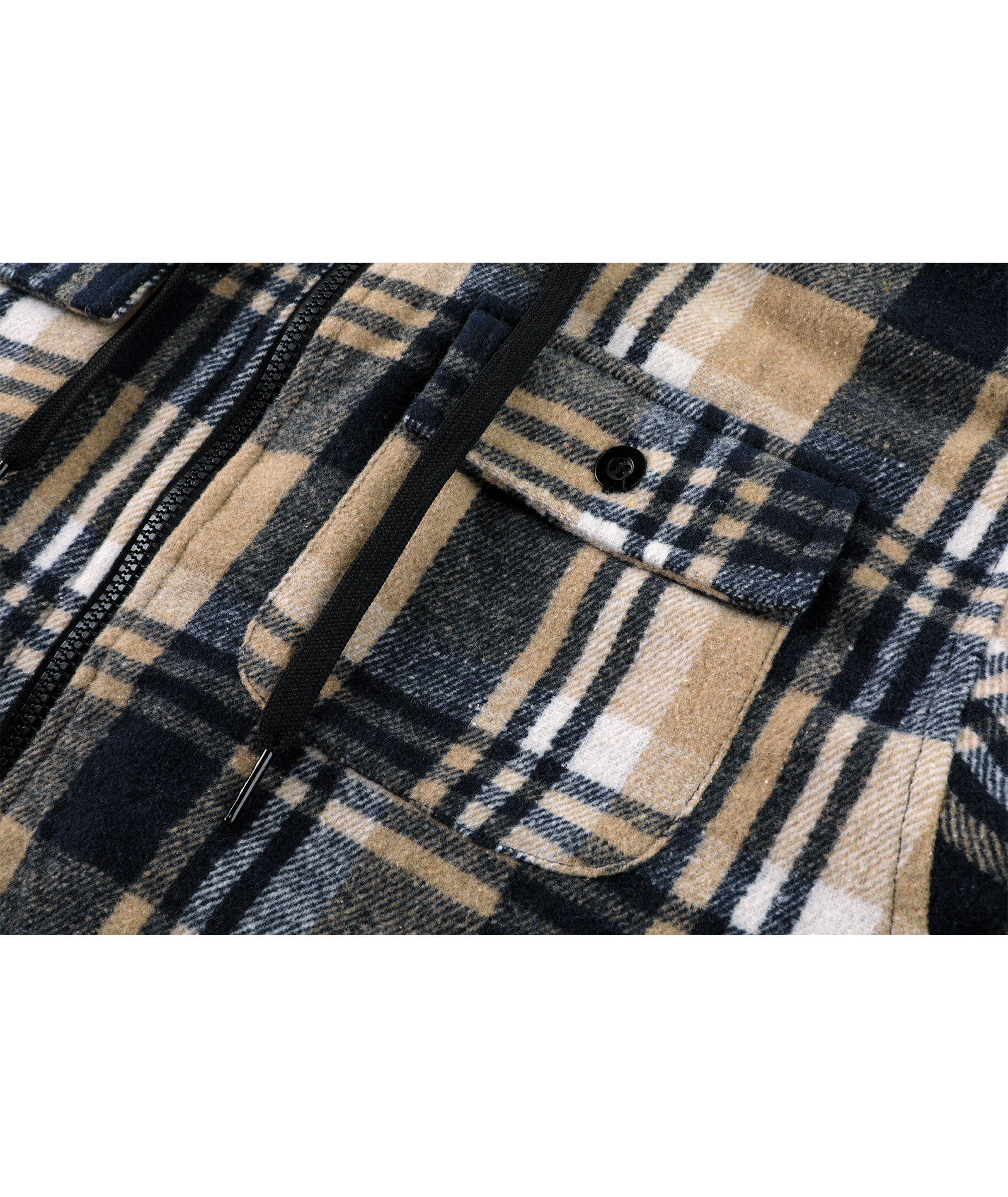 Men's Long Sleeve Winter Fleece Plaid Hoodie-CUMJA04090