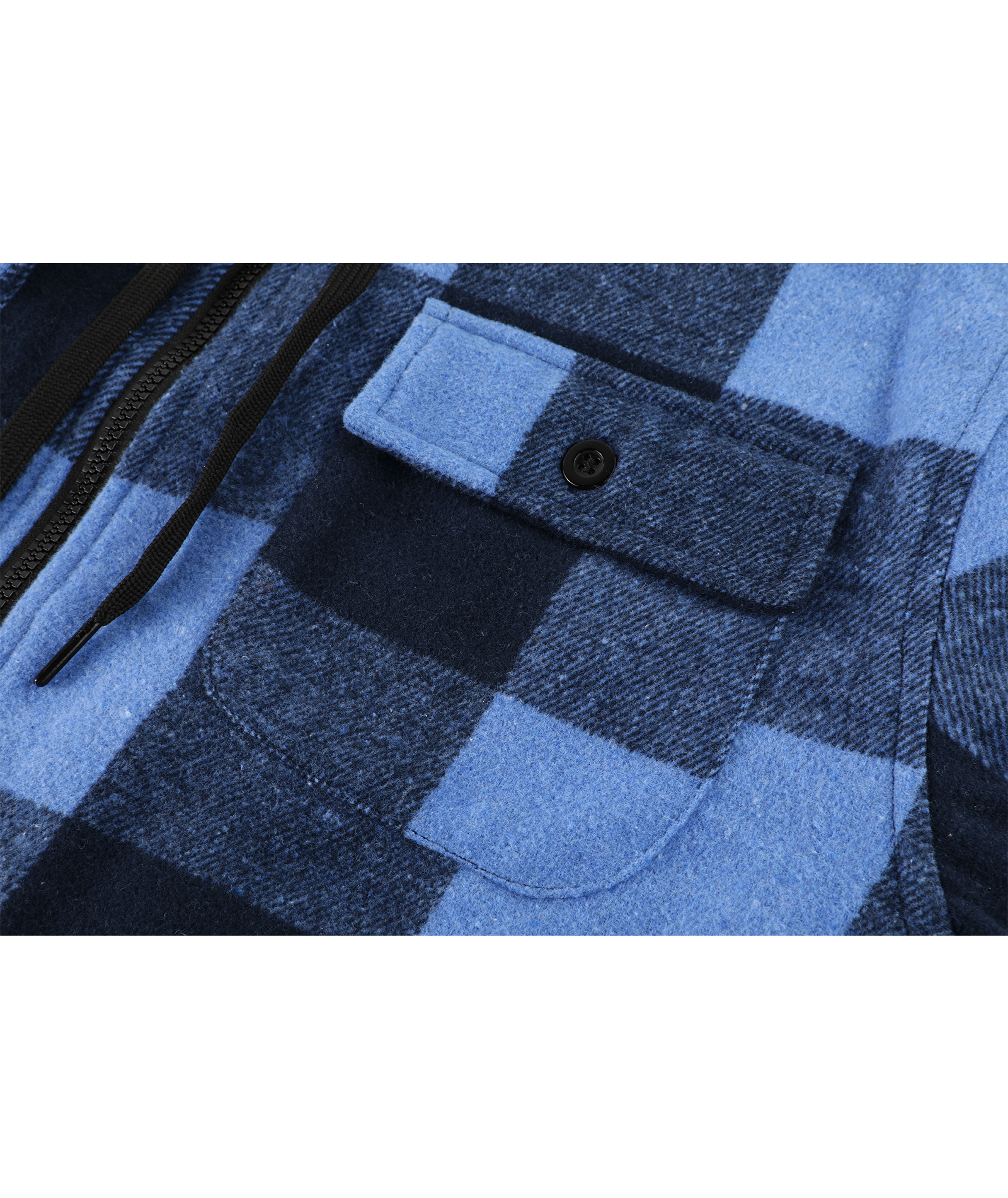 Men's Long Sleeve Winter Fleece Plaid Hoodie-CUMJA04090