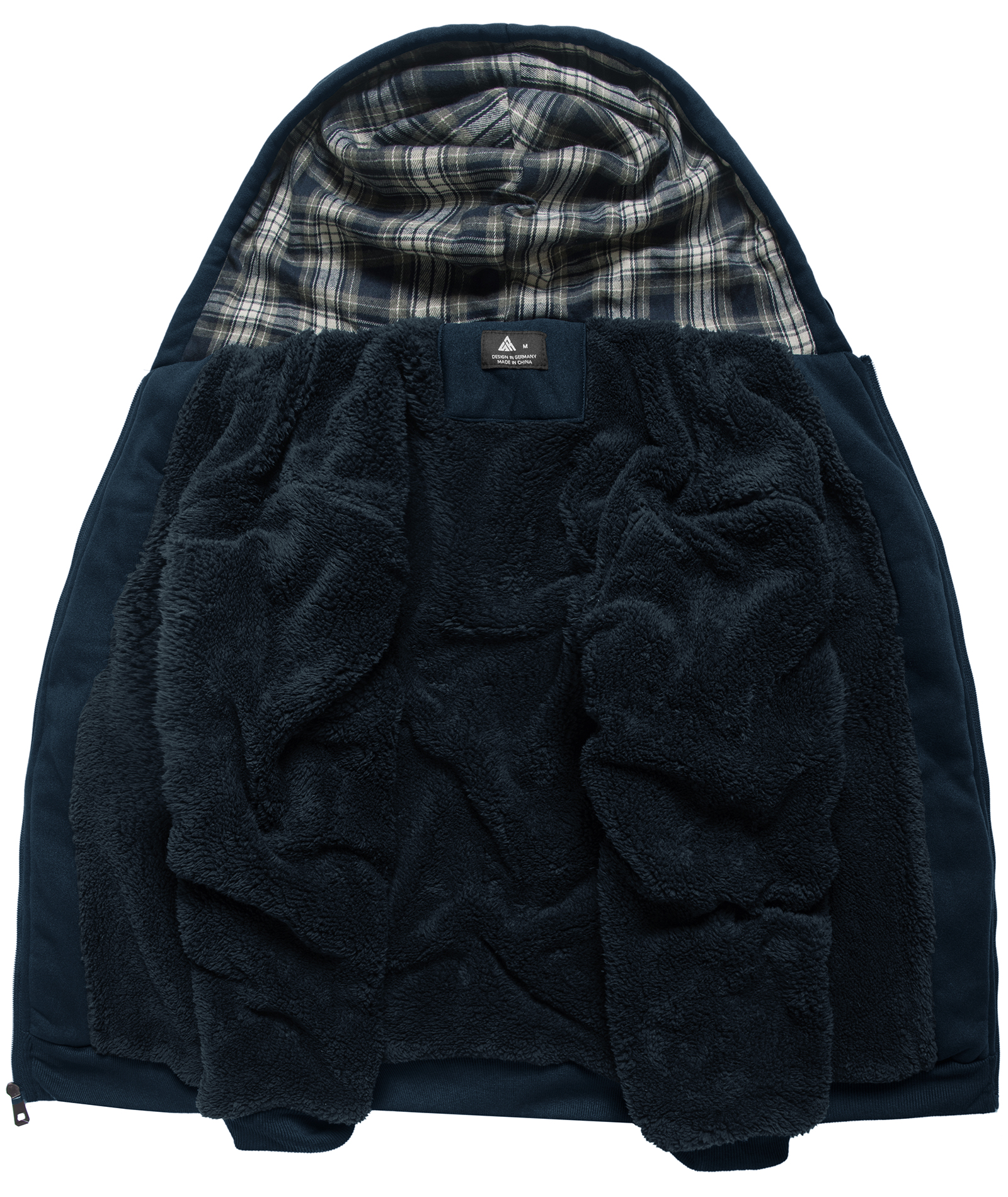 Men's Full Zipper Solid Color Fleece Hoodie-CUMFH04094