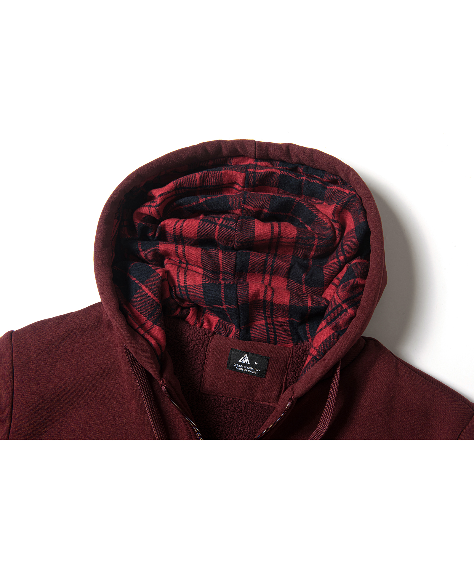 Men's Full Zipper Solid Color Fleece Hoodie-CUMFH04094