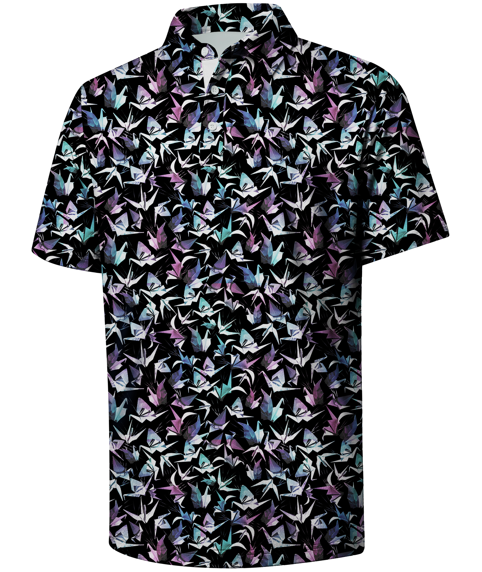 Men's Button Up Print Slim Fit Polo Shirt-CFMPO00149