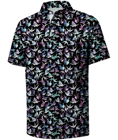 Men's Button Up Print Slim Fit Polo Shirt-CFMPO00149