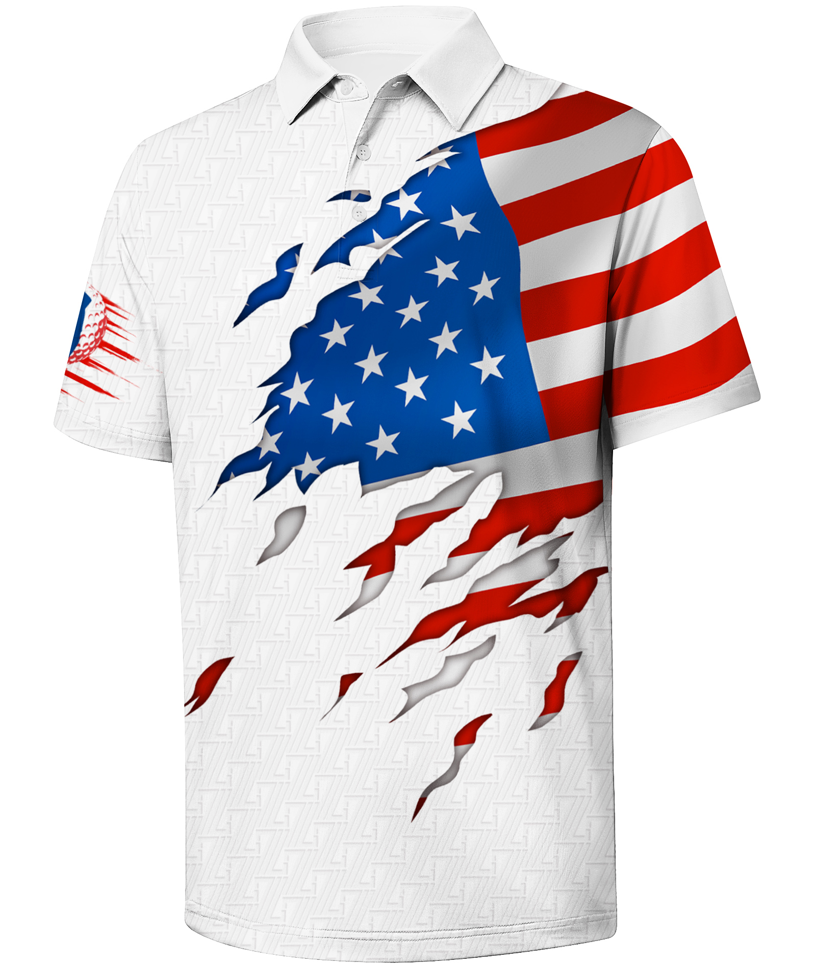 Men's Summer American Flag Print Golf Polo Shirt-CUMPO01601