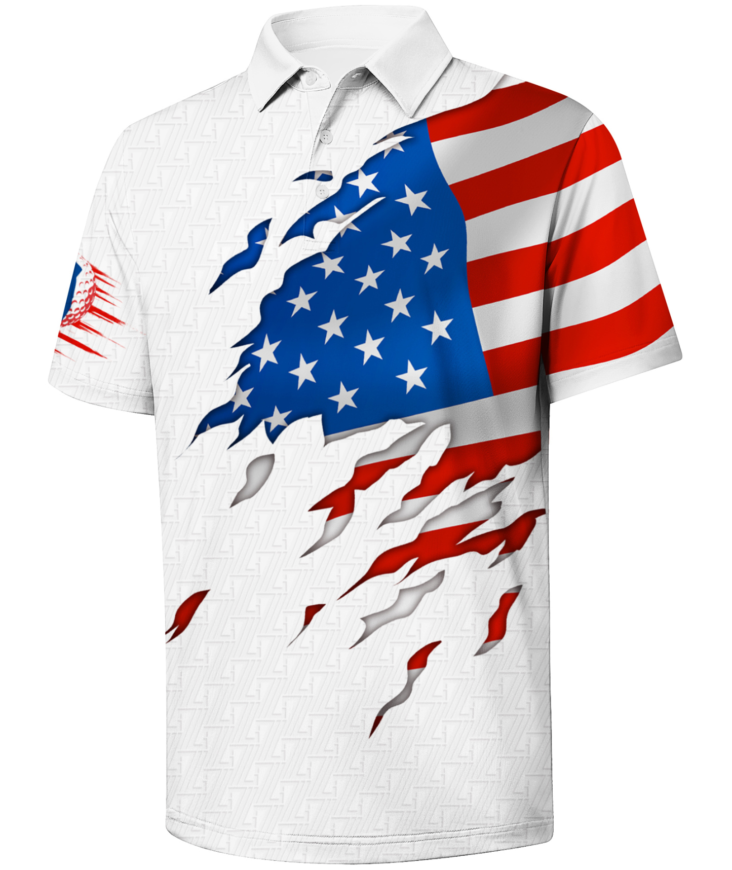 Men's Summer American Flag Print Golf Polo Shirt-CUMPO01601