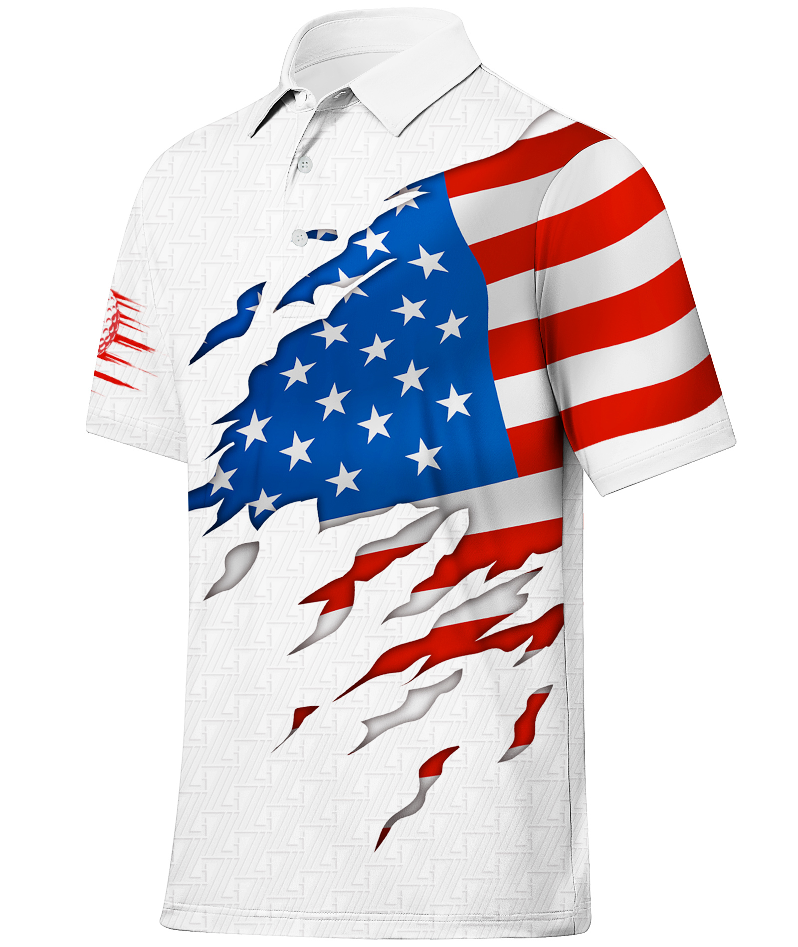 Men's Summer American Flag Print Golf Polo Shirt-CUMPO01601