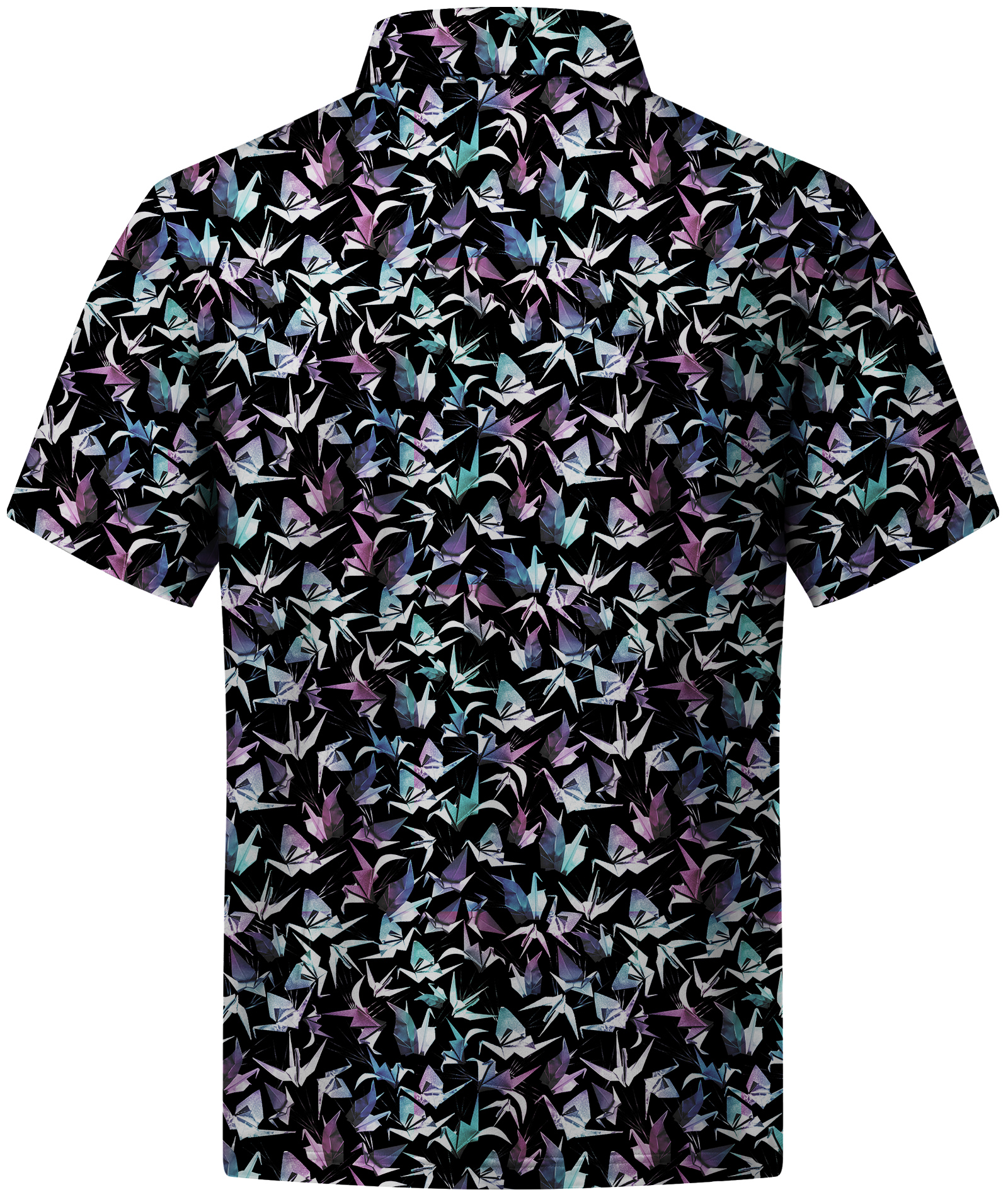 Men's Button Up Print Slim Fit Polo Shirt-CFMPO00149