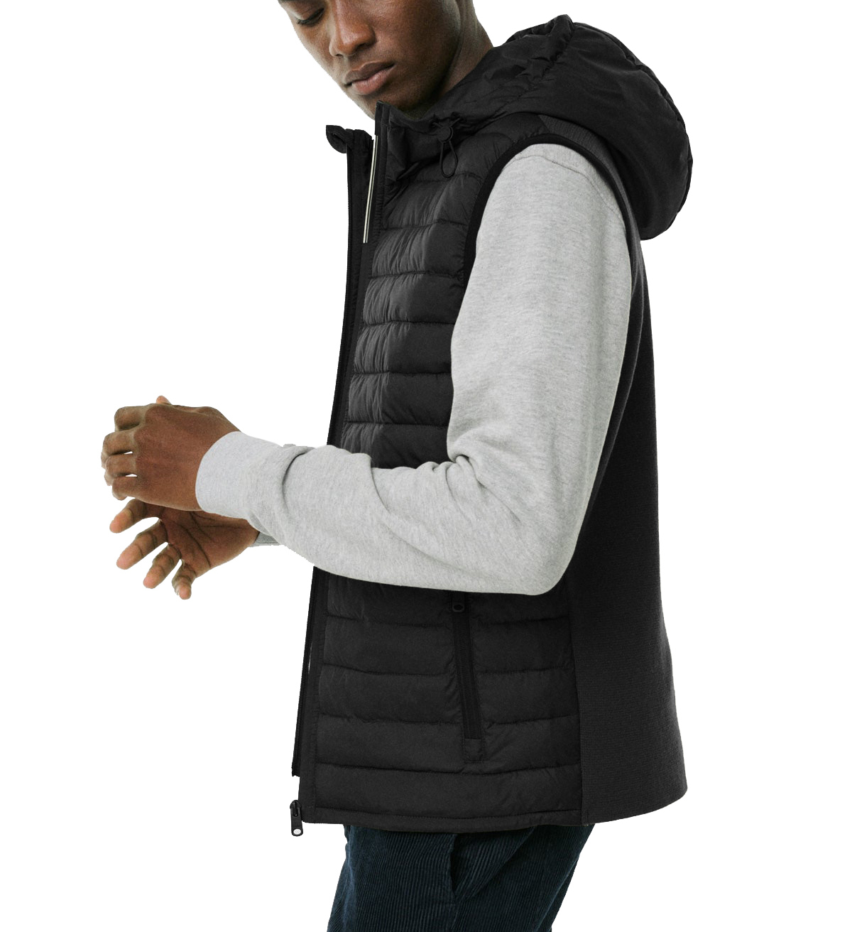 JACKETW Man Stand Collar Zip Up Vests Loose Vest -MJ2305