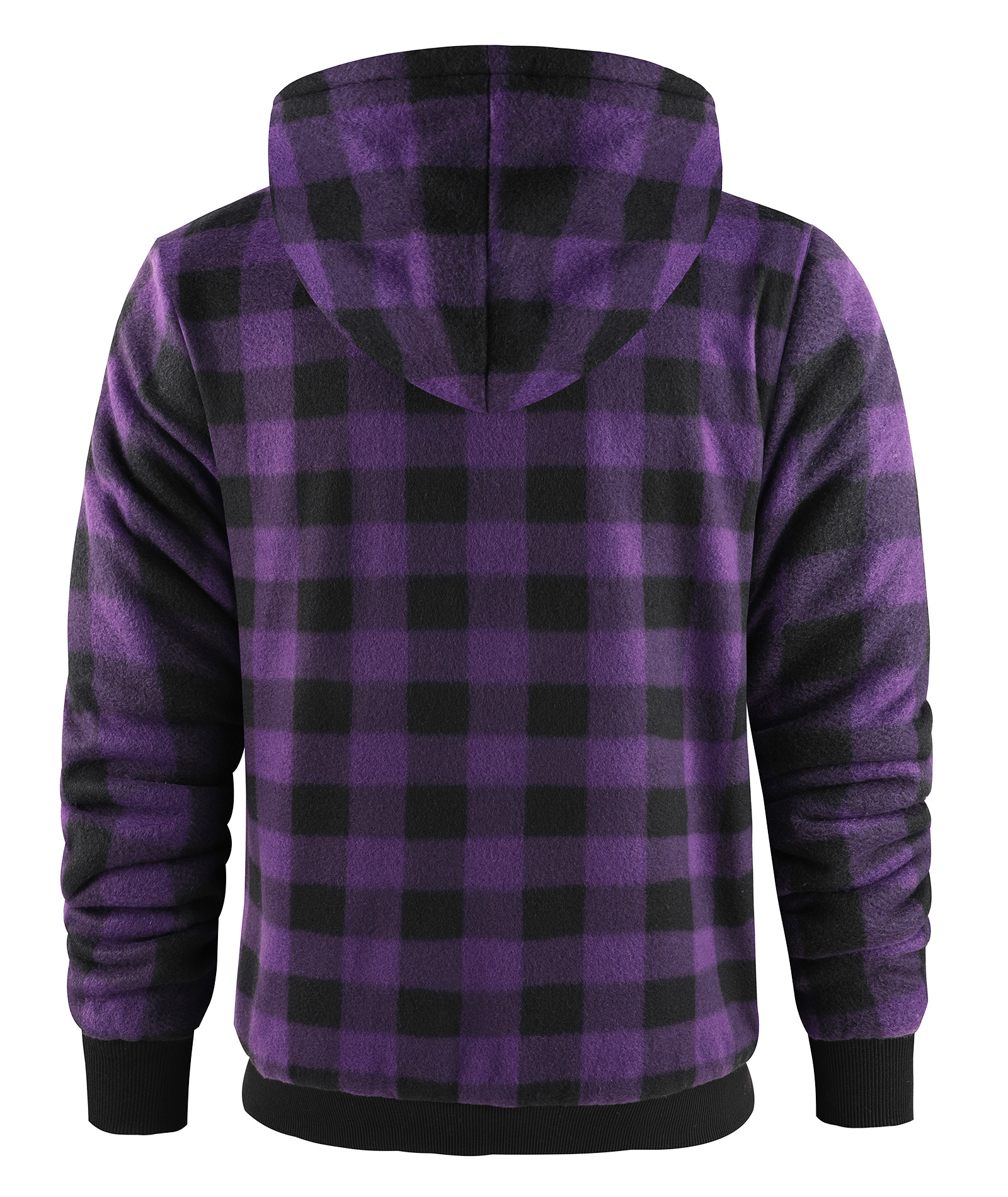 Men's Full Zipper Winter Casual Plaid Fleece Hoodie-AEMFH00569
