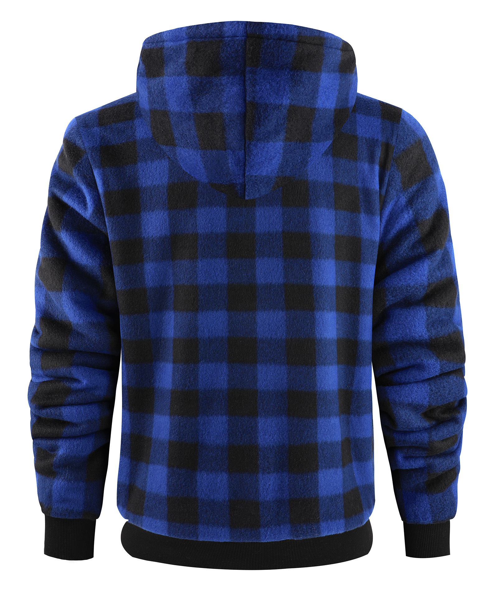 Men's Full Zipper Winter Casual Plaid Fleece Hoodie-AEMFH00569