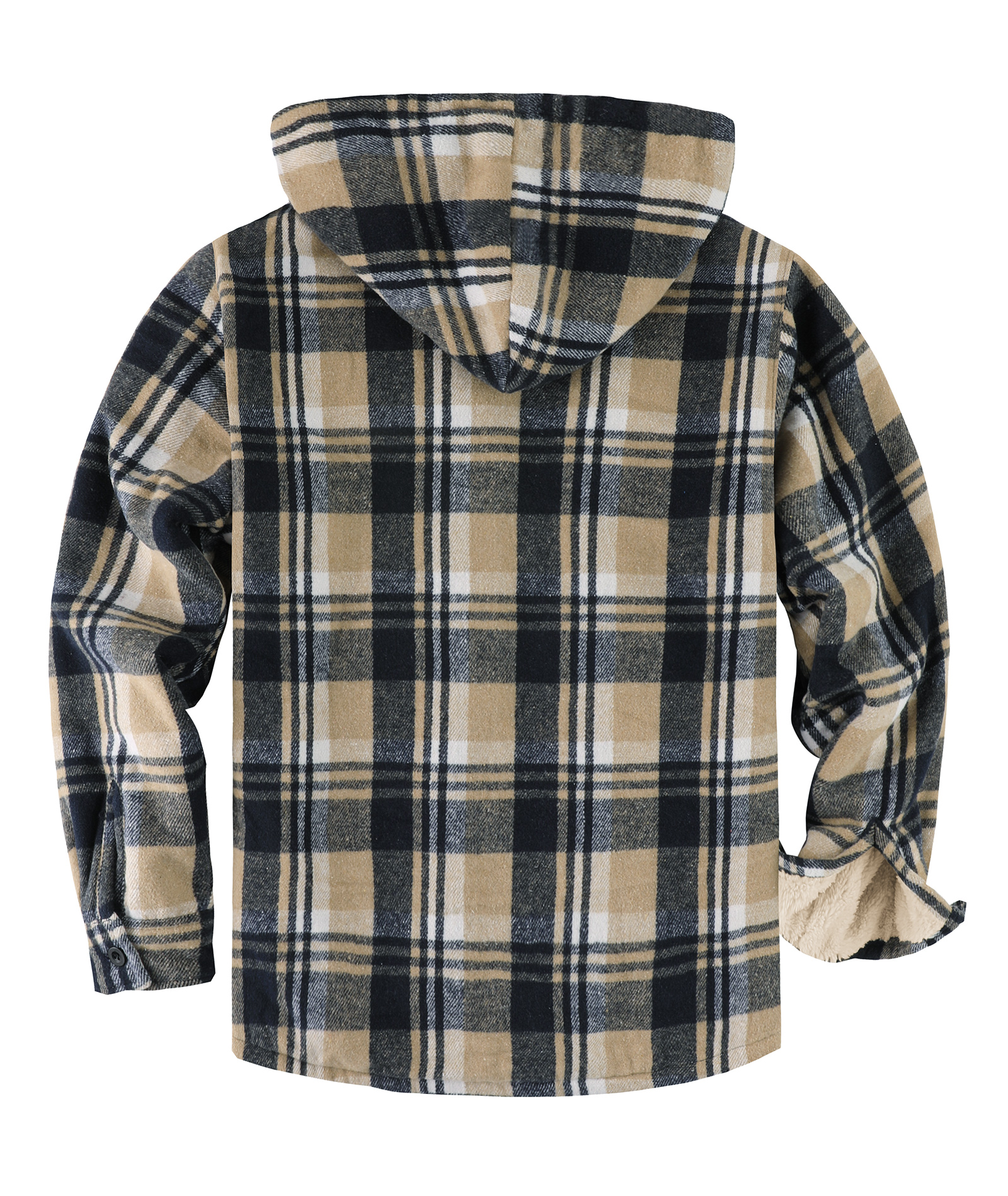 Men's Long Sleeve Winter Fleece Plaid Hoodie-CUMJA04090