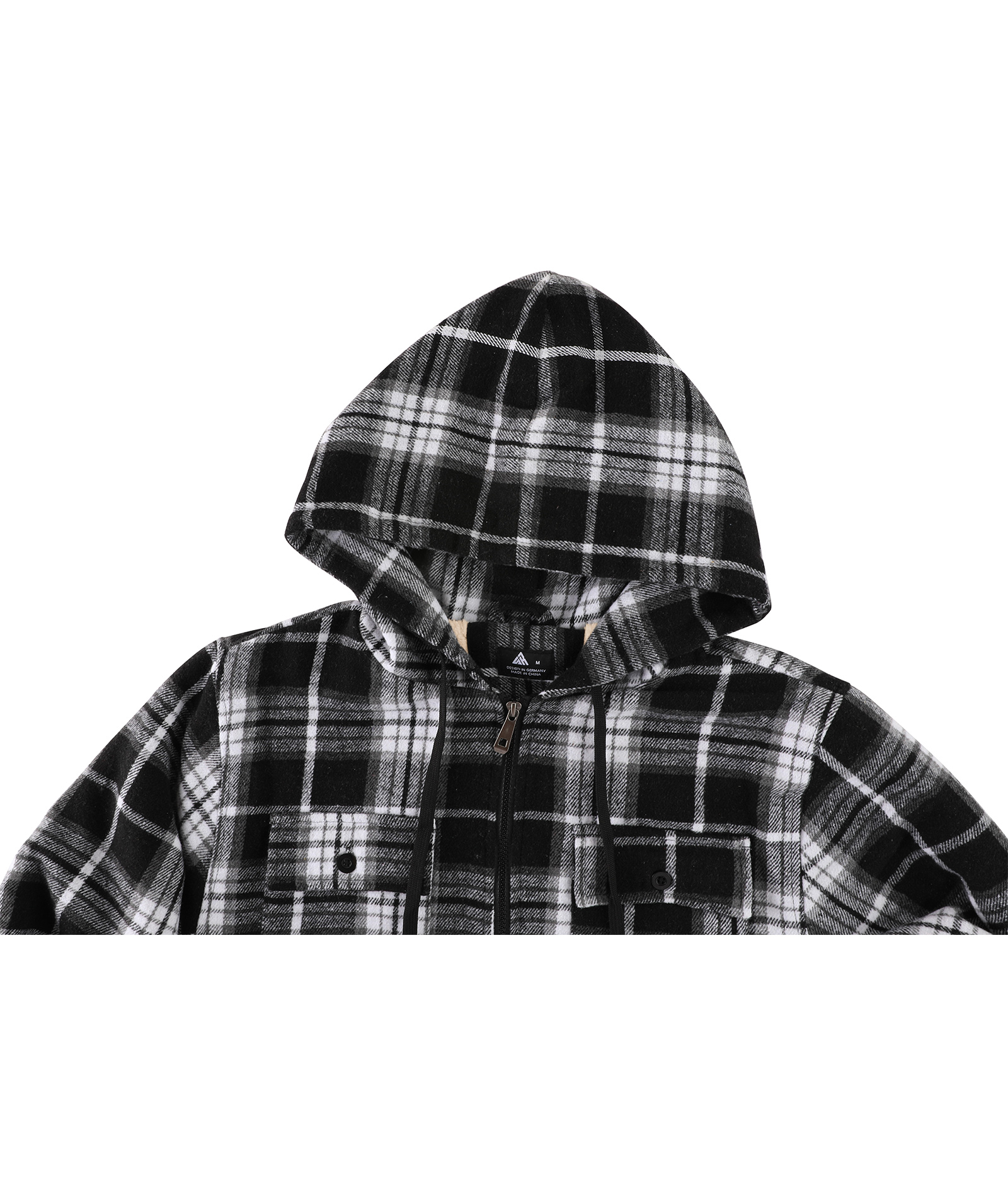 Men's Long Sleeve Winter Fleece Plaid Hoodie-CUMJA04090