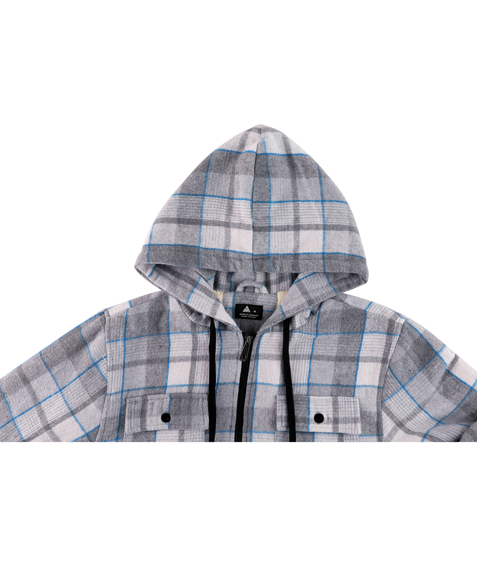 Men's Long Sleeve Winter Fleece Plaid Hoodie-CUMJA04090