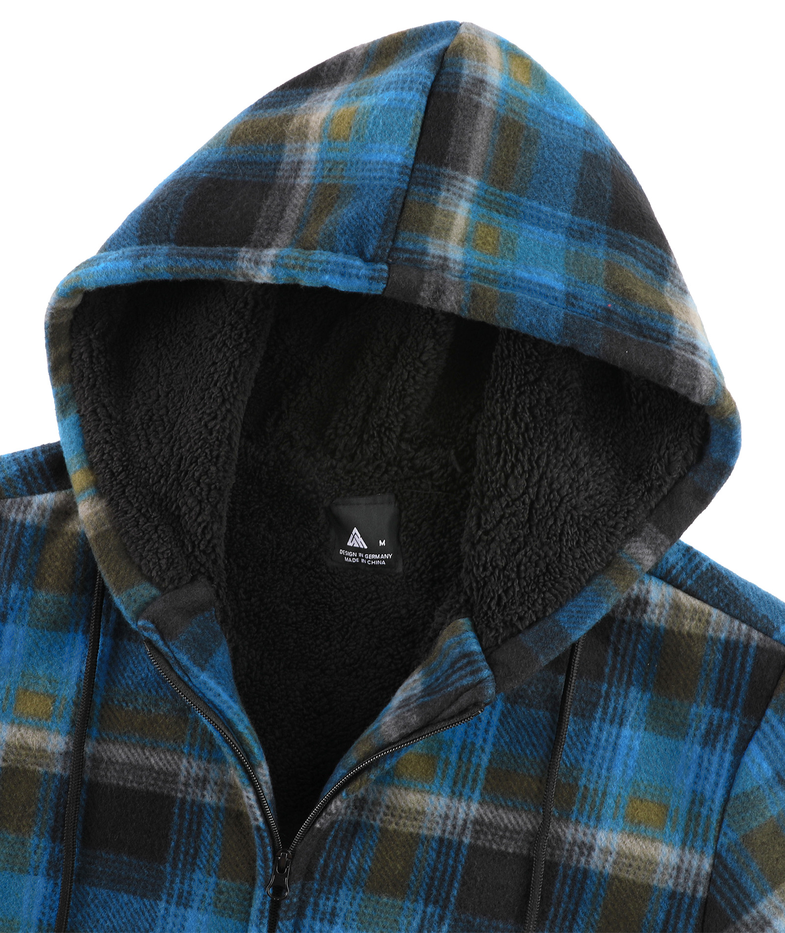 Men's Full Zipper Winter Casual Plaid Fleece Hoodie-AEMFH00569