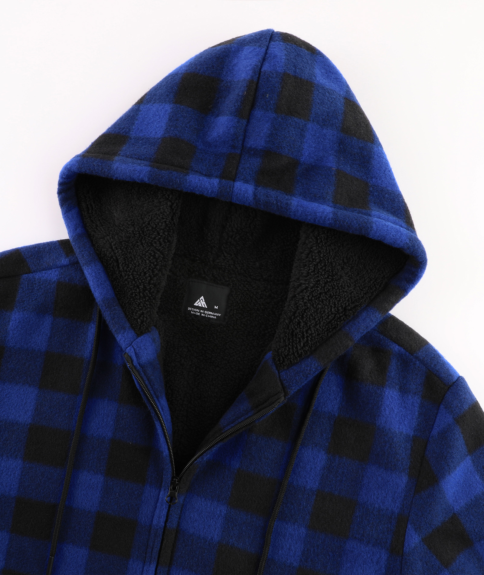 Men's Full Zipper Winter Casual Plaid Fleece Hoodie-AEMFH00569
