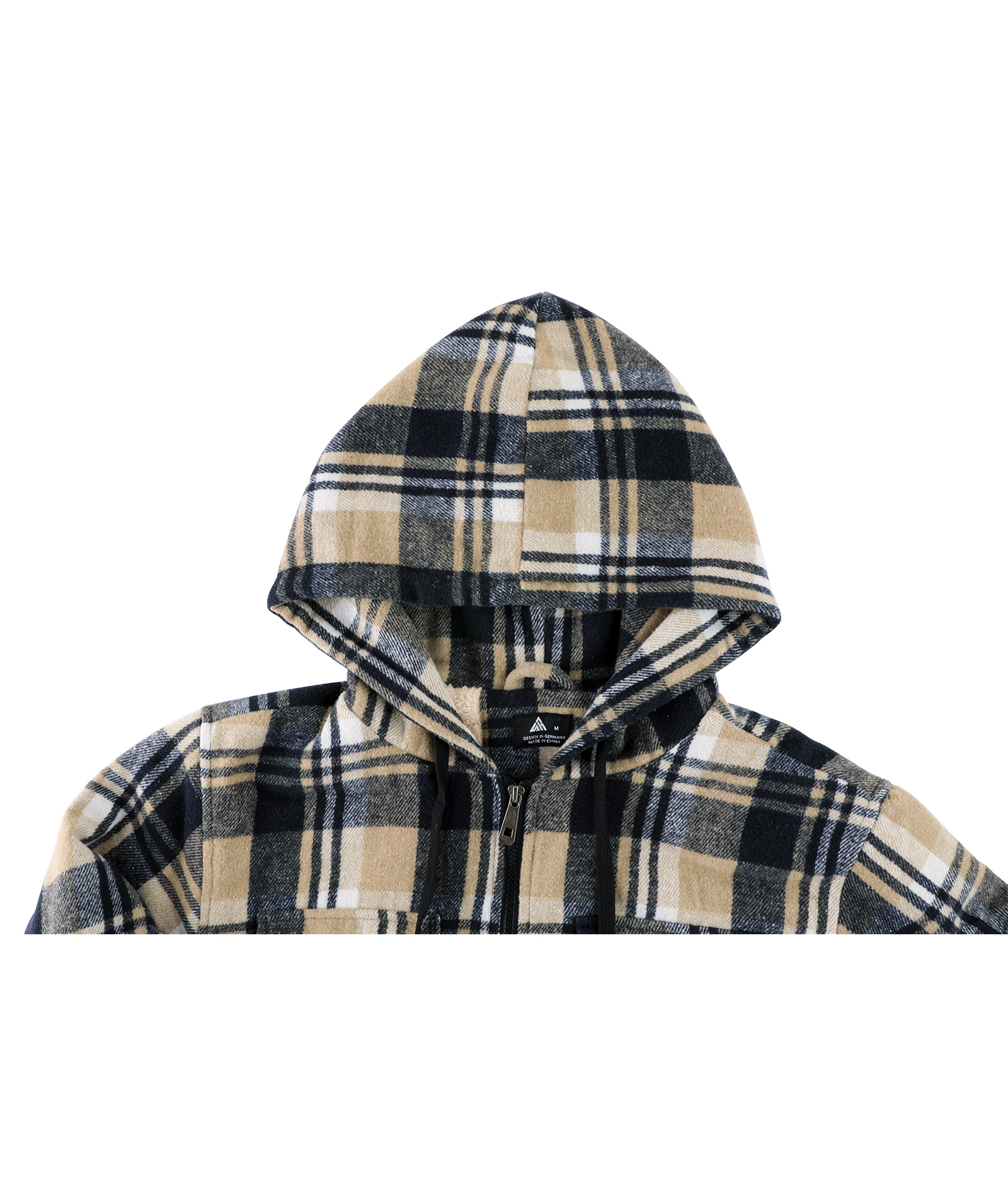 Men's Long Sleeve Winter Fleece Plaid Hoodie-CUMJA04090