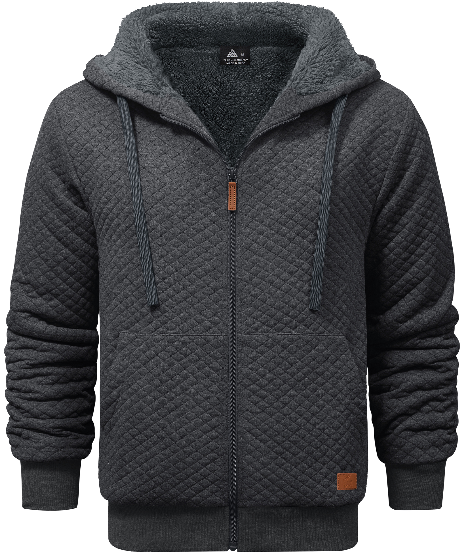 Men's Zip Up Heavyweight Sherpa Lined Fleece Hoodie-CUMFH02162
