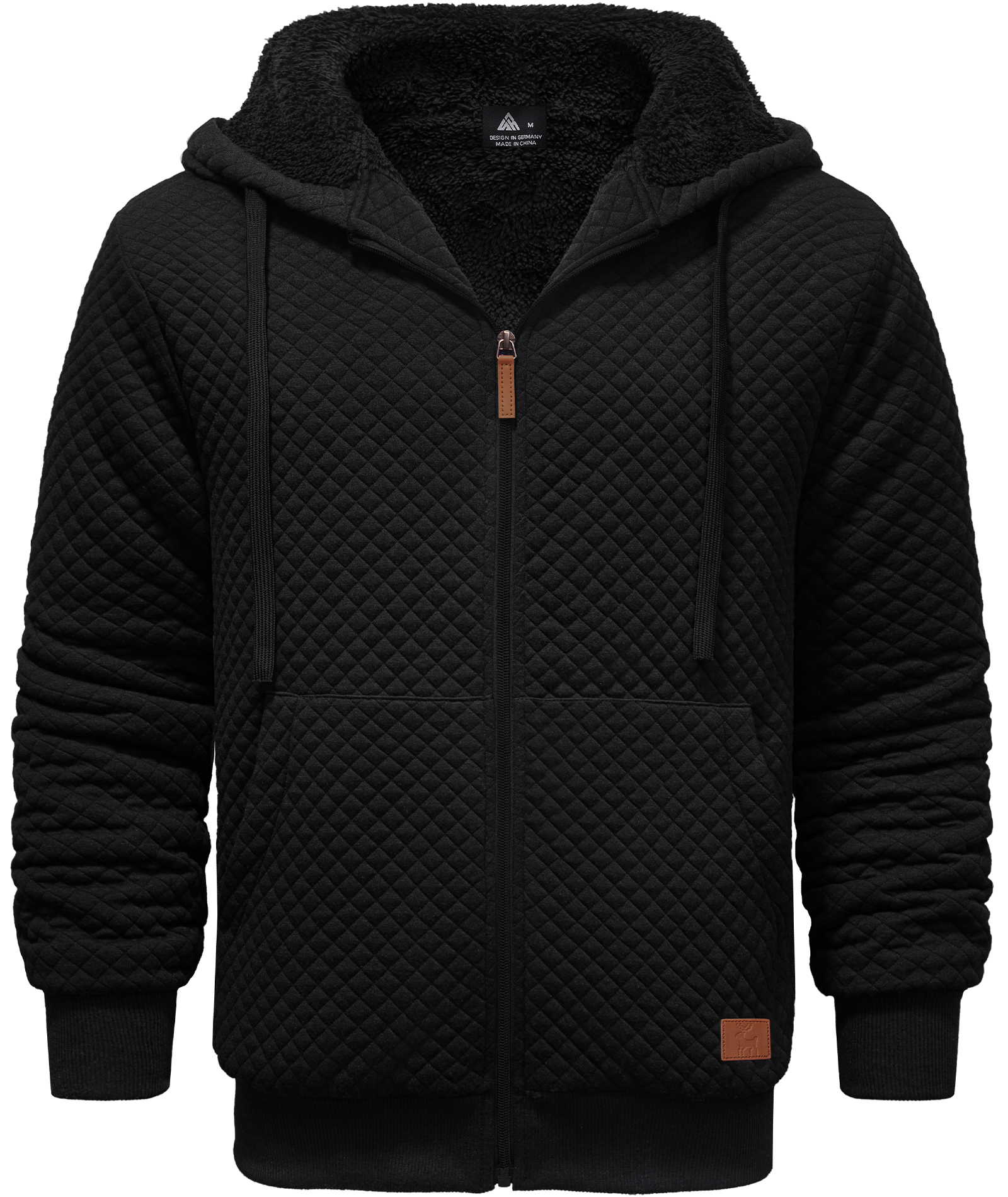 Men's Zip Up Heavyweight Sherpa Lined Fleece Hoodie-CUMFH02162