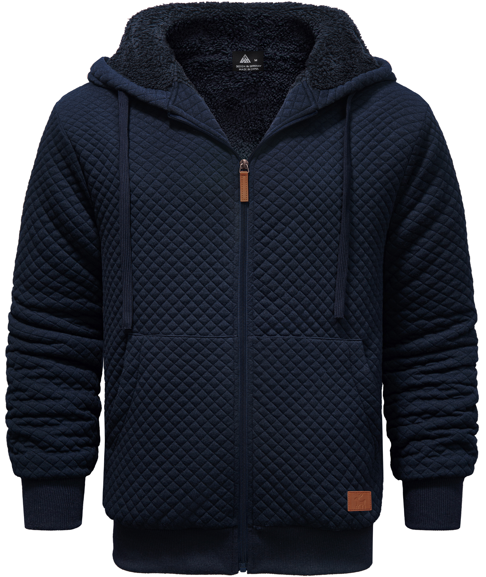 Men's Zip Up Heavyweight Sherpa Lined Fleece Hoodie-CUMFH02162
