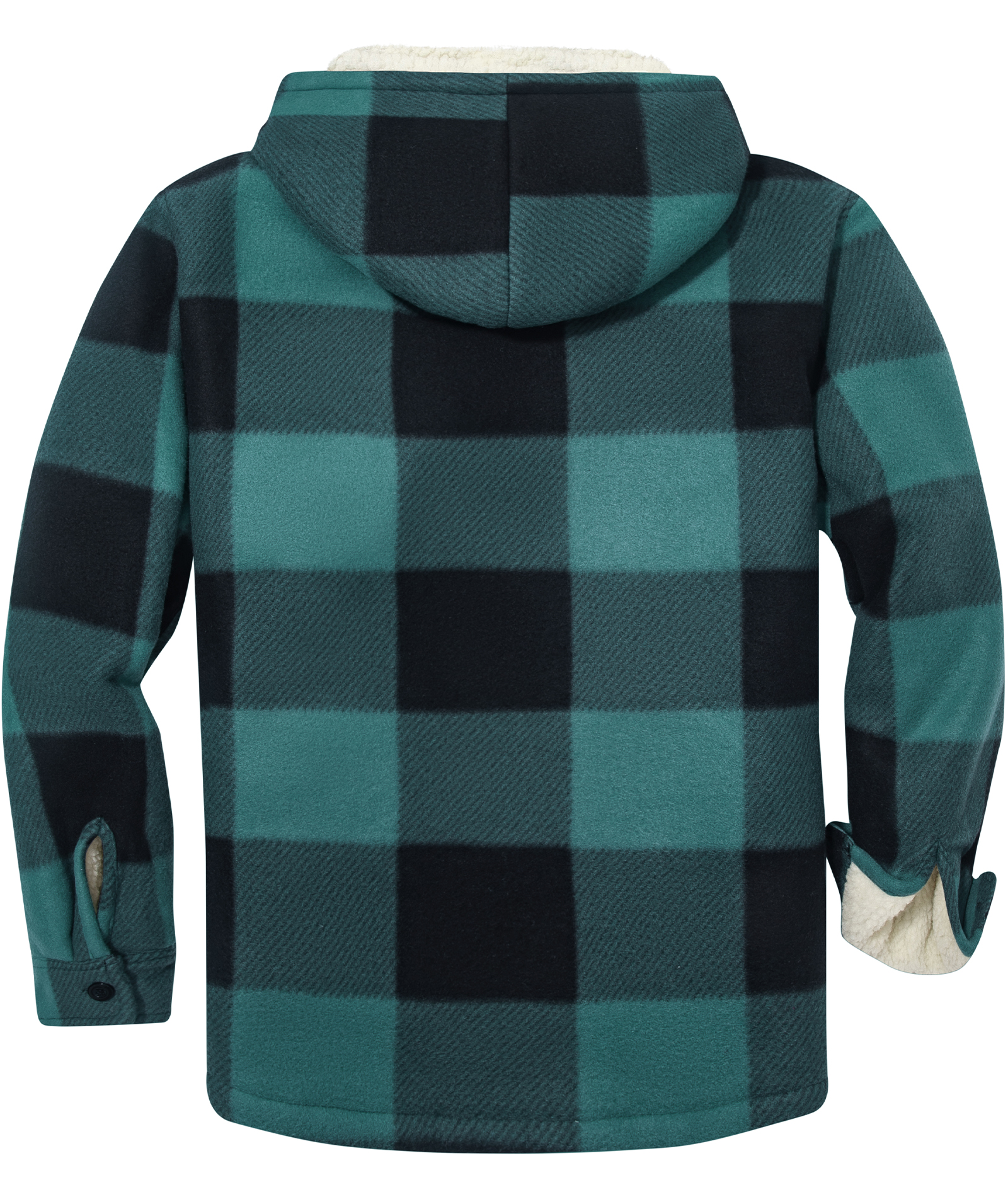 Men's Long Sleeve Full Zipper Fleece Plaid Hoodie-CFMGF00001