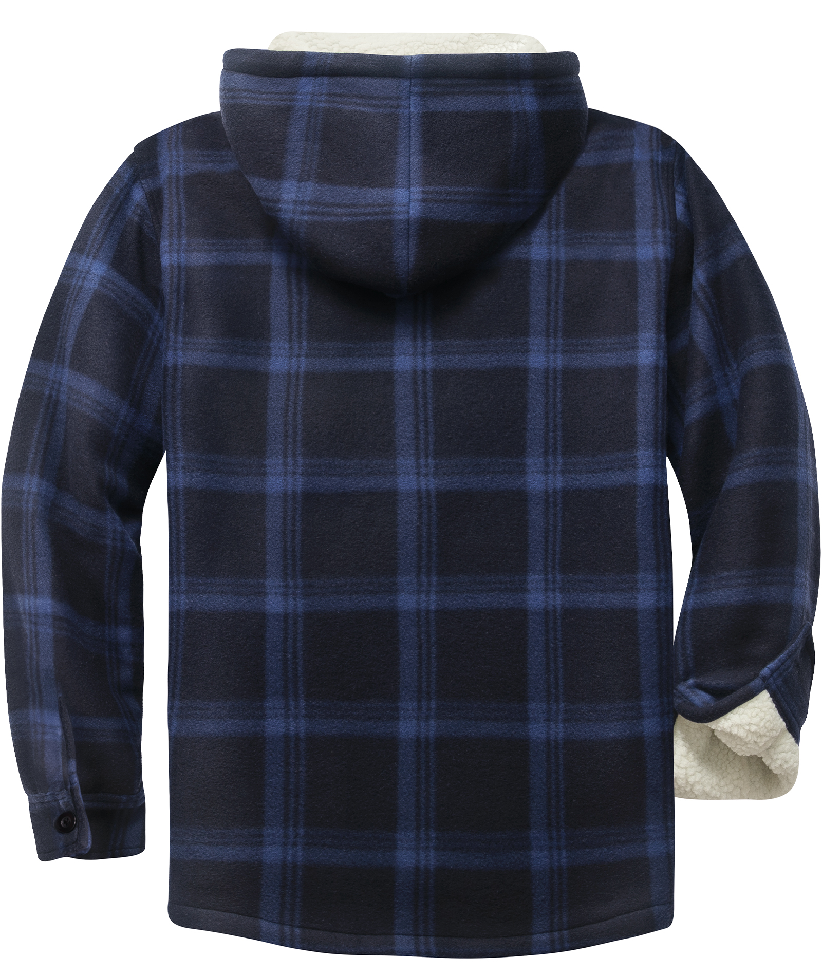 Men's Long Sleeve Full Zipper Fleece Plaid Hoodie-CFMGF00001