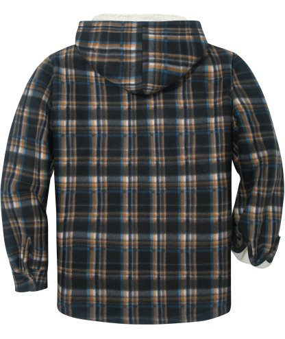 Men's Long Sleeve Full Zipper Fleece Plaid Hoodie-CFMGF00001