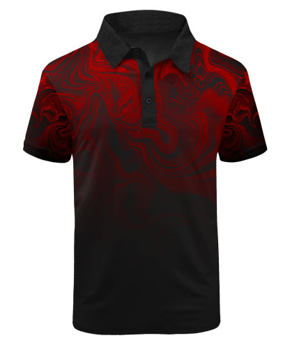 Men's Button Up Printed Dri Fit Polo Shirt-GFMPO00040