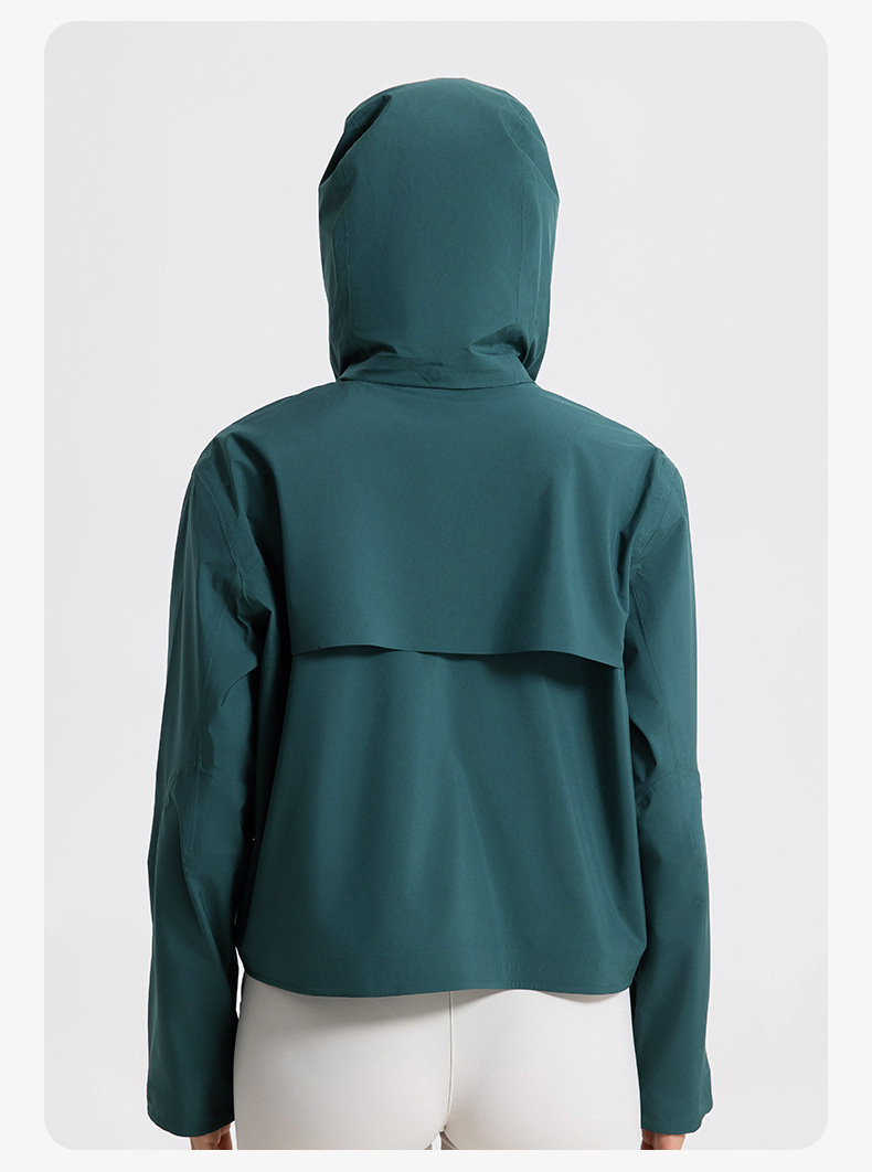 JACKETW Women Windproof Waterproof Short Windbreaker Women's Fashion Versatile Sports Hooded-DAW045