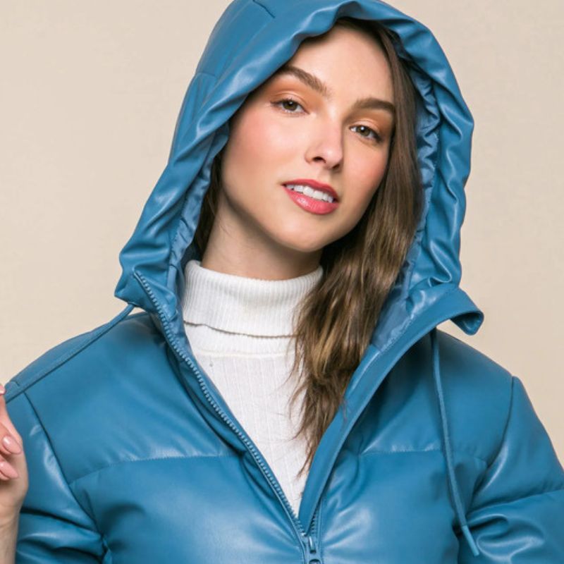 JACKETW Women's Short Hooded Puffer Down Jacket-LT-W-6961