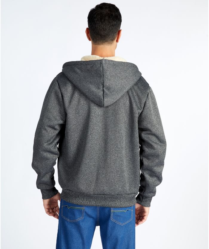 Men's Full Zip Up Solid Color Fleece Hoodie-CFMWY00022