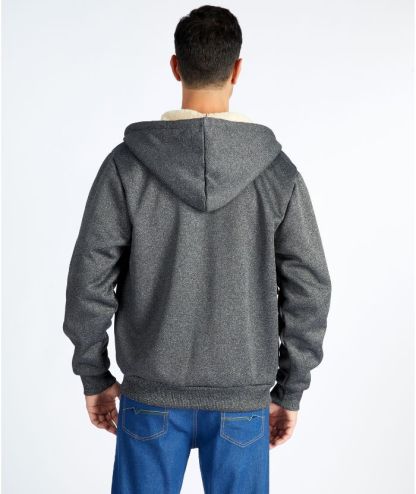 Men's Full Zip Up Solid Color Fleece Hoodie-CFMWY00022
