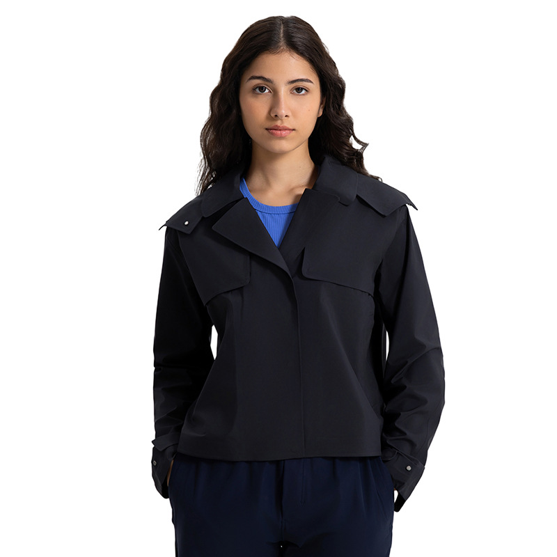 JACKETW Women Windproof Waterproof Short Windbreaker Women's Fashion Versatile Sports Hooded-DAW045