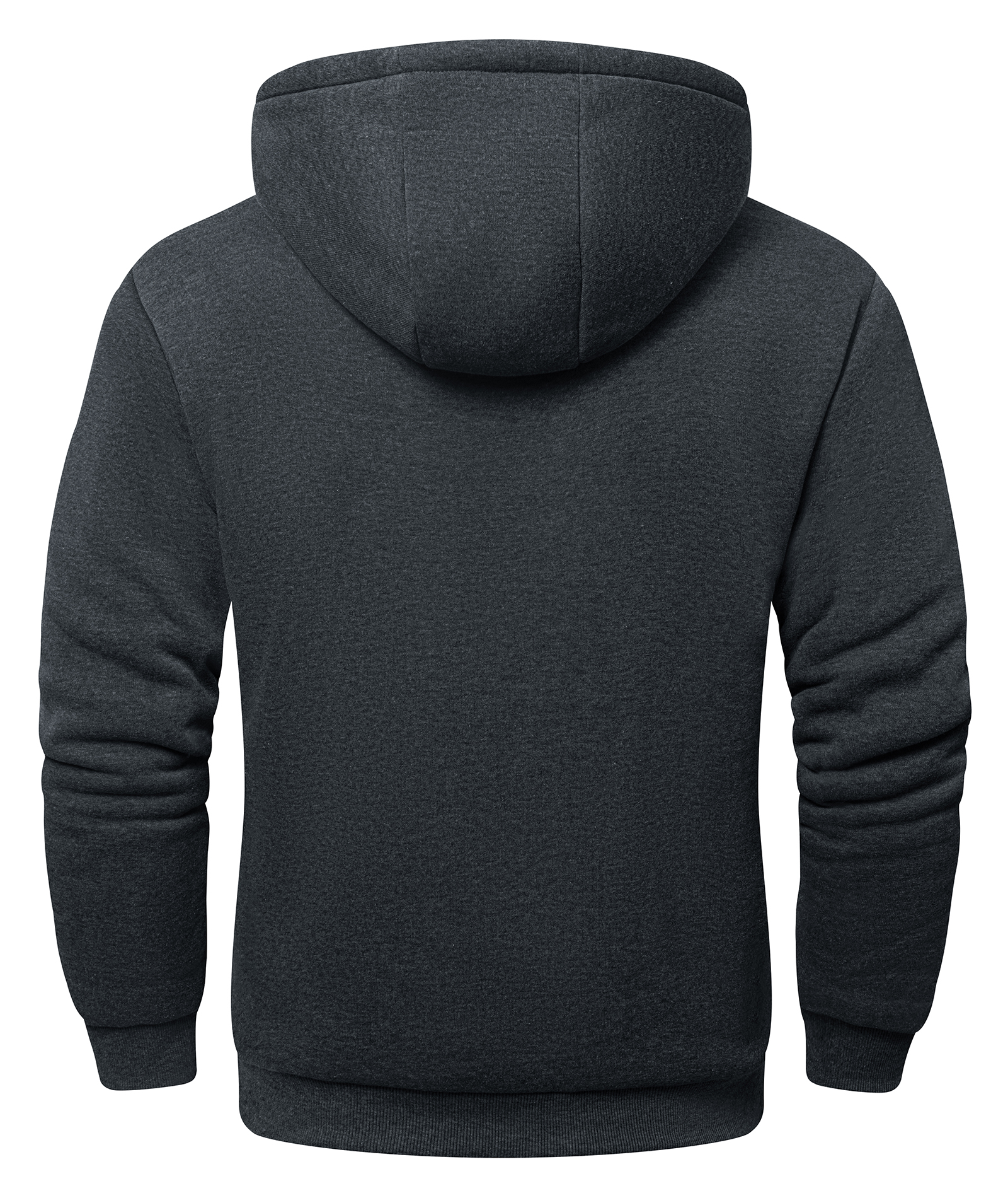 Men's Solid Color Full Zipper Fleece Hoodie-CUMFH04093
