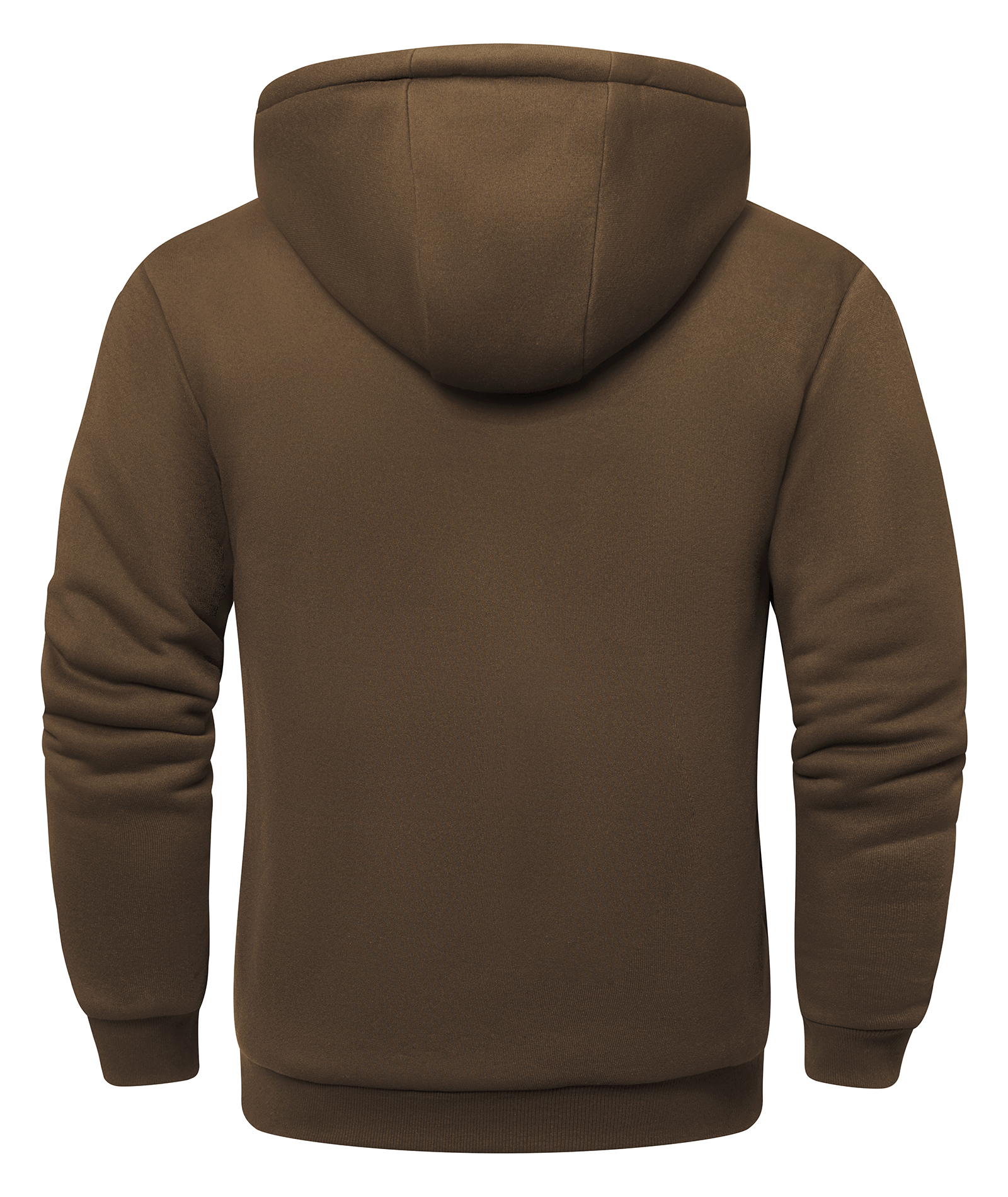 Men's Solid Color Full Zipper Fleece Hoodie-CUMFH04093
