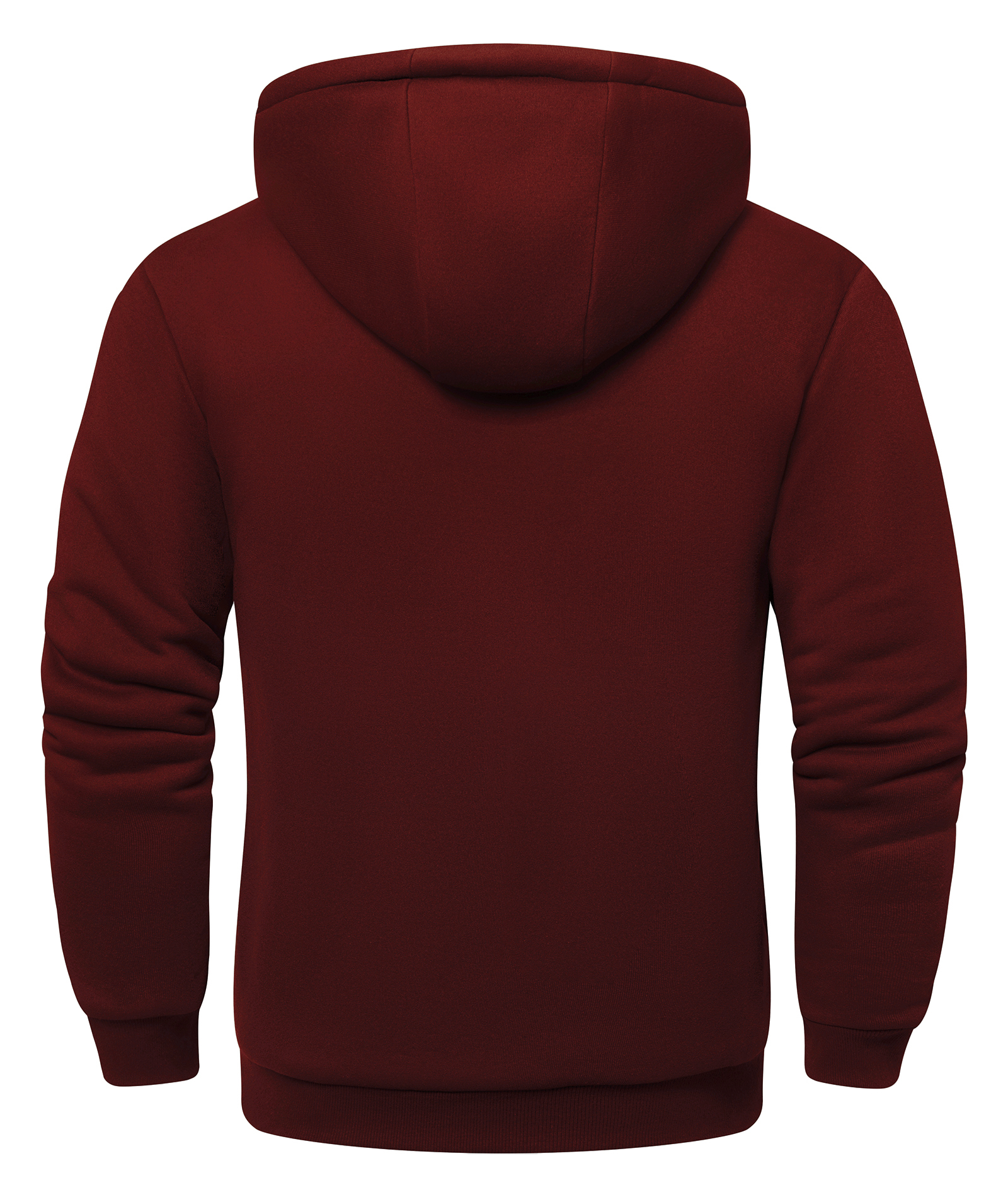Men's Solid Color Full Zipper Fleece Hoodie-CUMFH04093