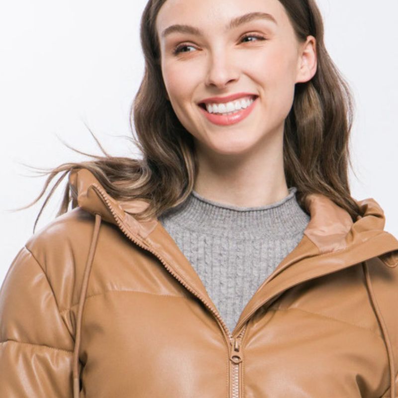 JACKETW Women's Short Hooded Puffer Down Jacket-LT-W-6961