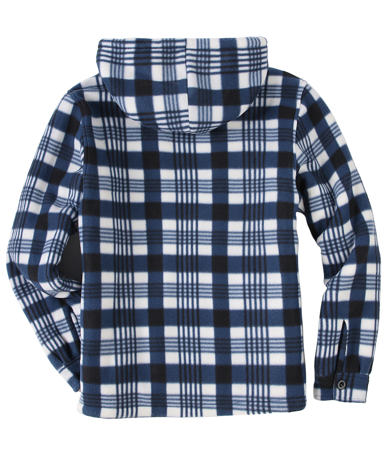 Men's Long Sleeve Full Zipper Fleece Plaid Hoodie-CFMGF00001