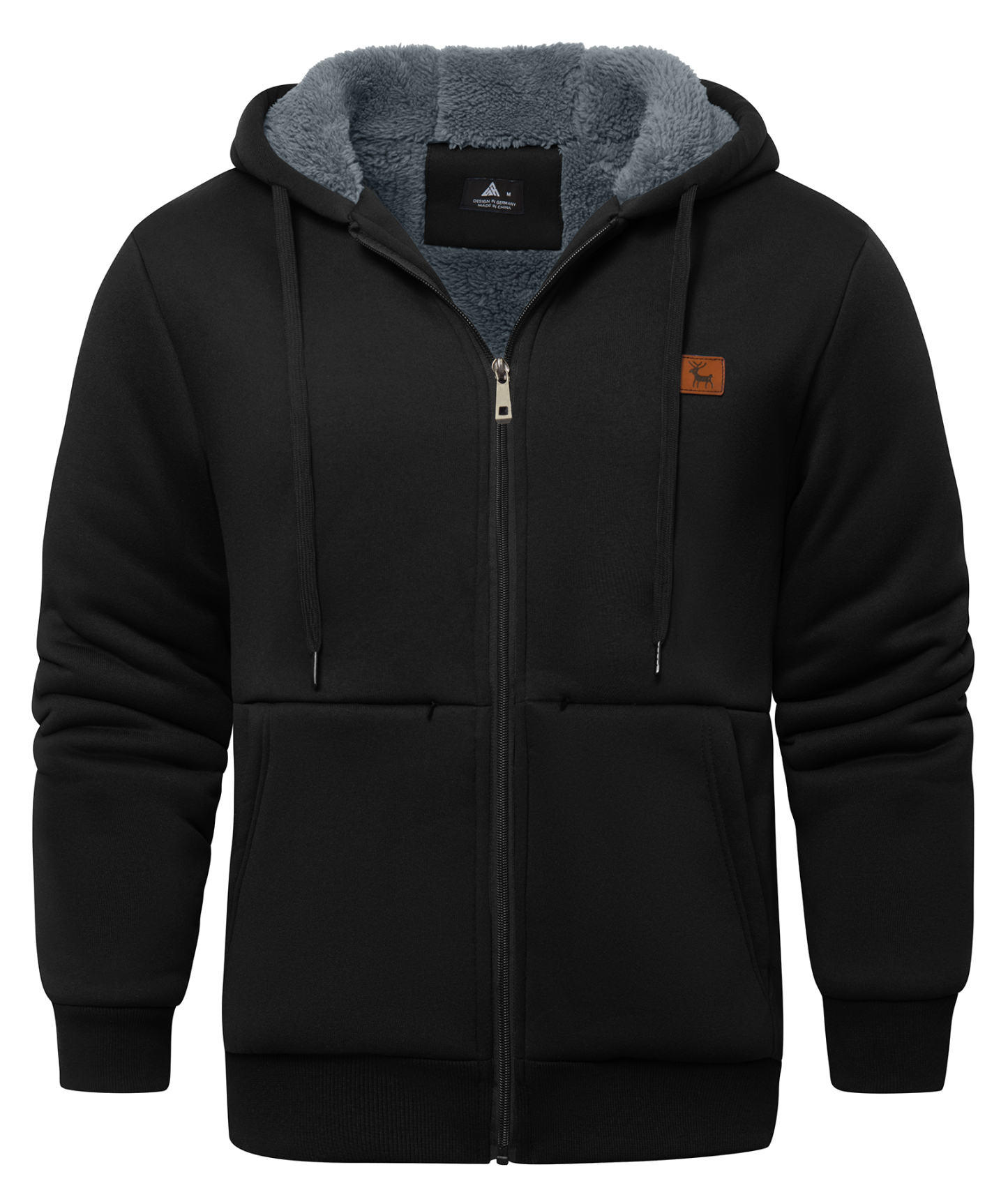 Men's Solid Color Full Zipper Fleece Hoodie-CUMFH04093