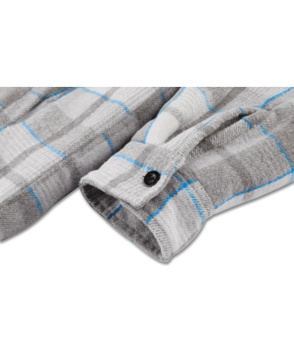 Men's Long Sleeve Full Zipper Plaid Fleece Shirt-CUMJA04084