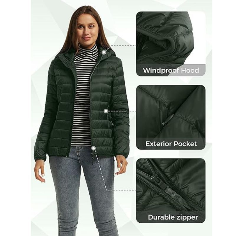 JACKETW Women's Full Zip Lightweight Winter Down Jacket-DJ19005