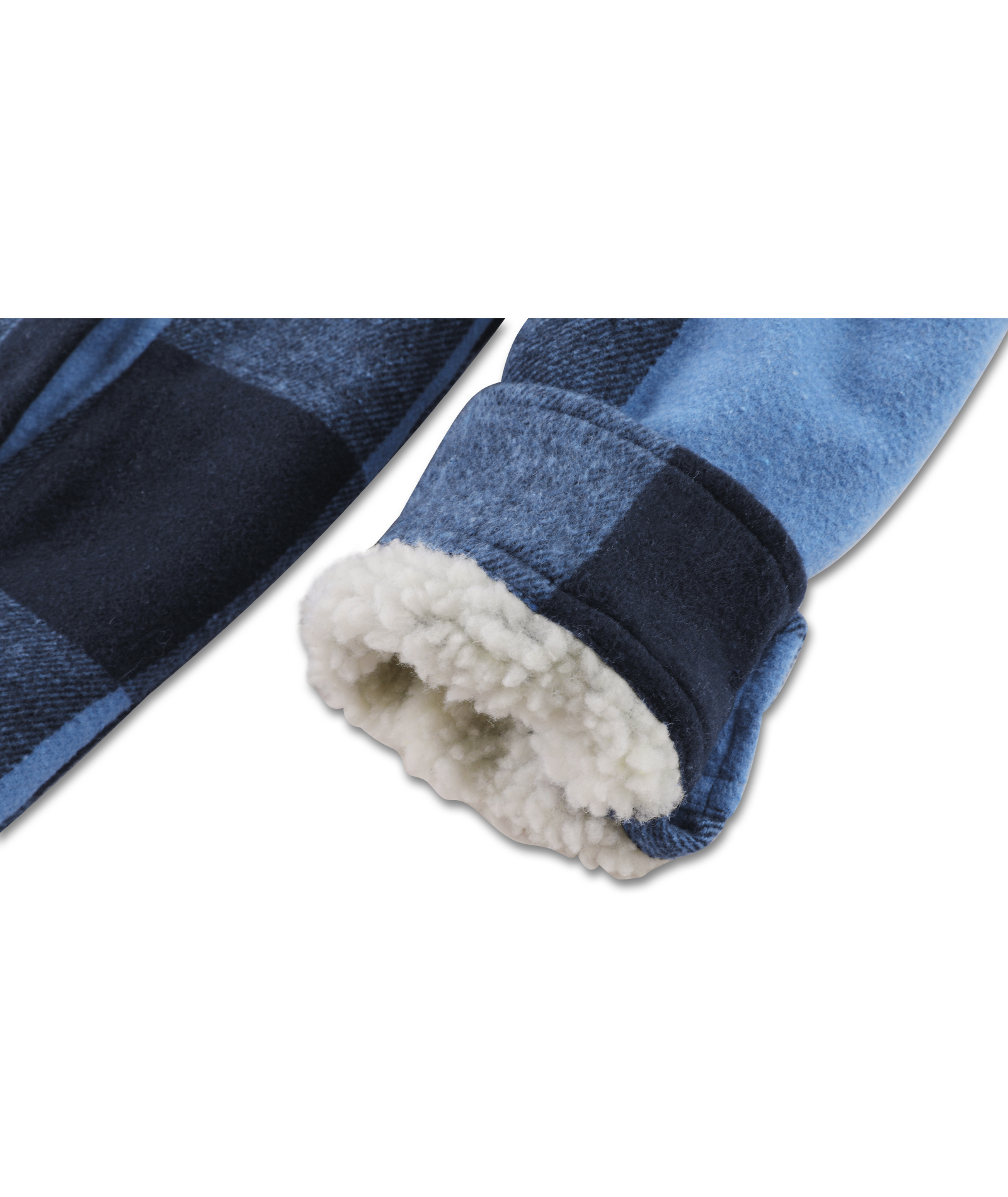 Men's Long Sleeve Full Zipper Plaid Fleece Shirt-CUMJA04084