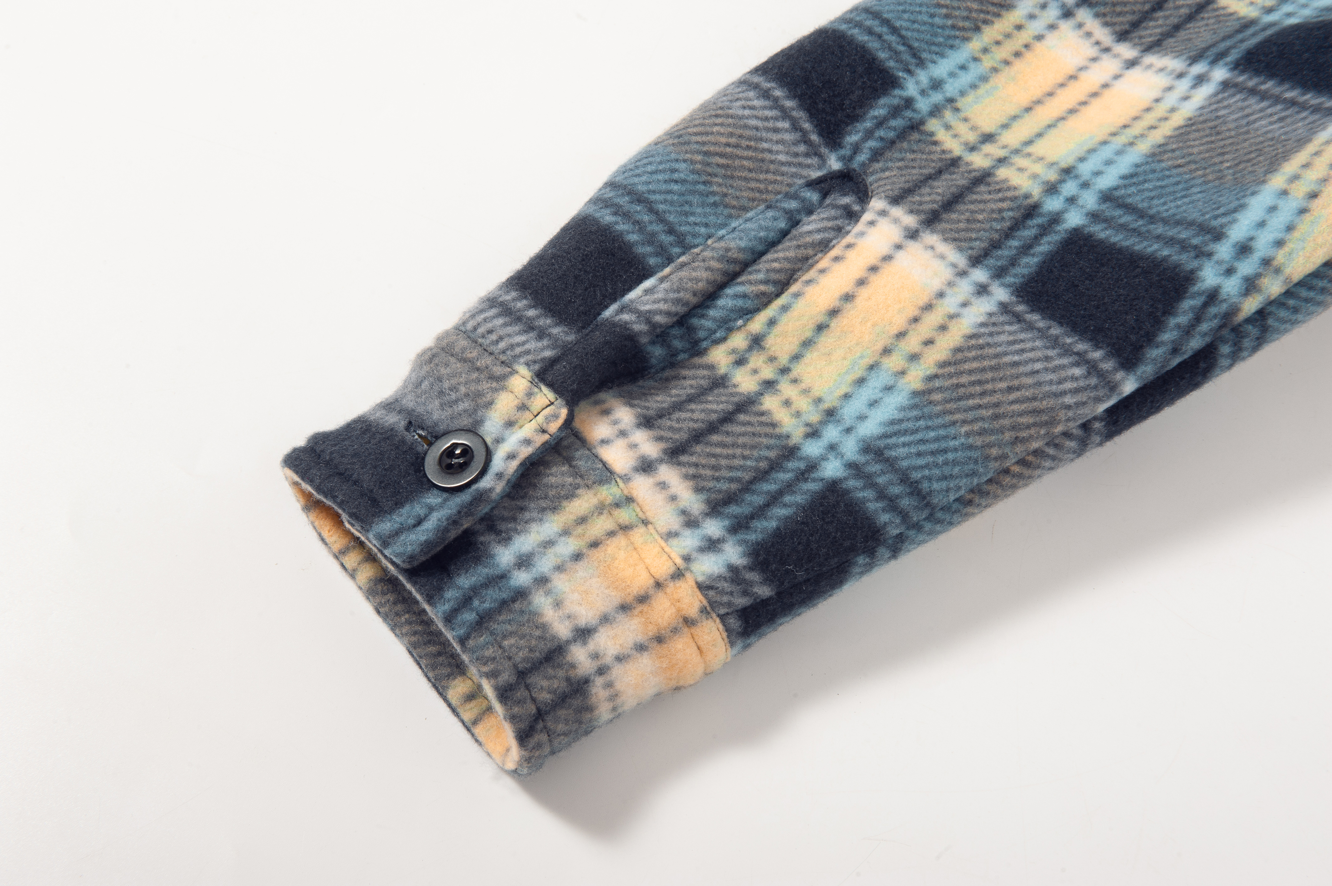 Men's Long Sleeve Full Zipper Fleece Plaid Hoodie-CFMGF00001