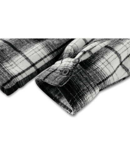 Men's Long Sleeve Full Zipper Plaid Fleece Shirt-CUMJA04084