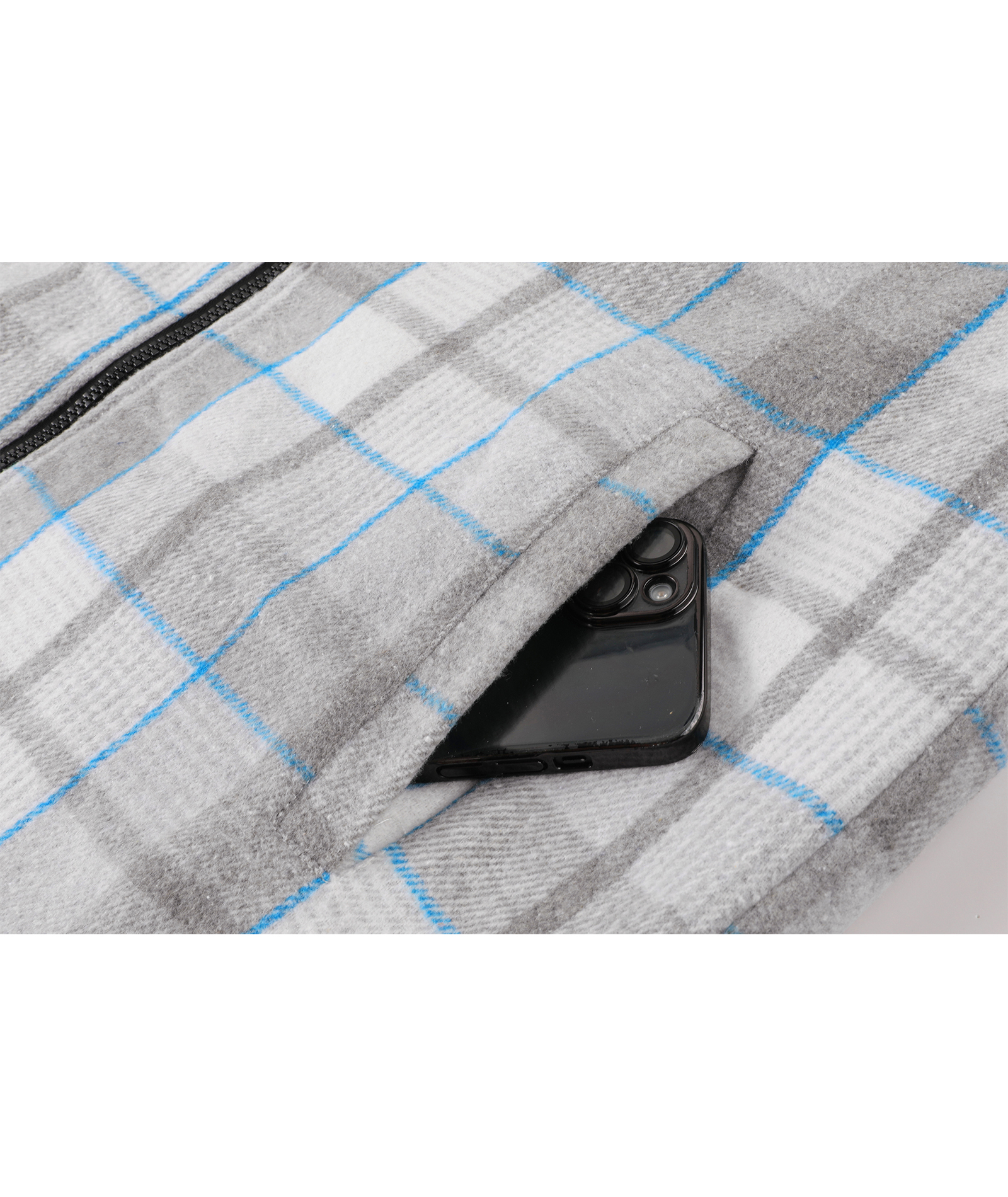 Men's Long Sleeve Full Zipper Plaid Fleece Shirt-CUMJA04084