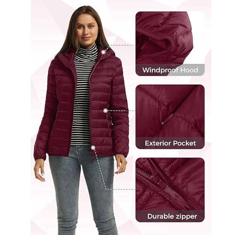 JACKETW Women's Full Zip Lightweight Winter Down Jacket-DJ19005