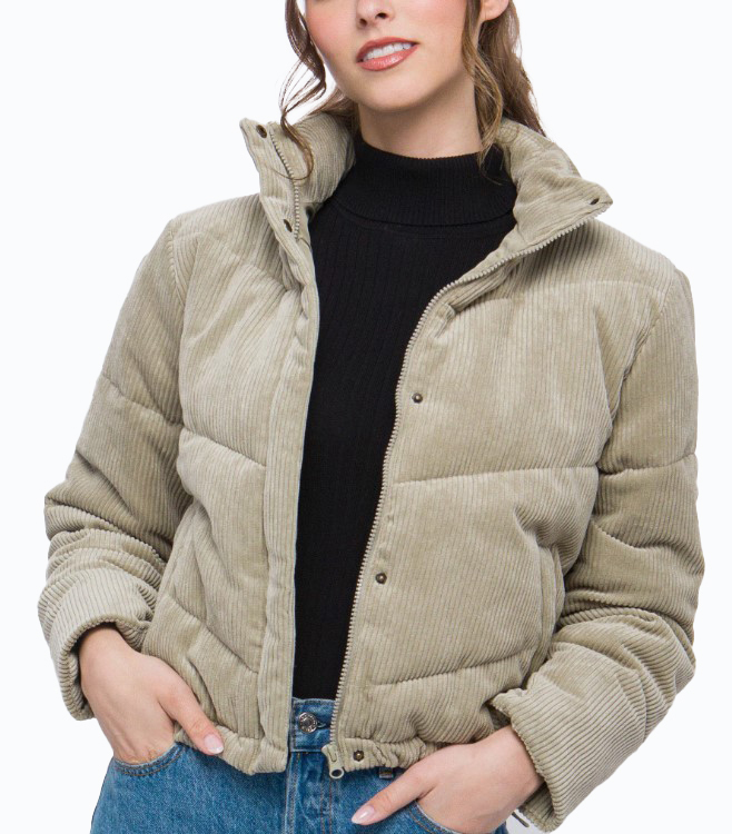 JACKETW Women's Corduroy Stand Collar Jacket-LT-W-6850