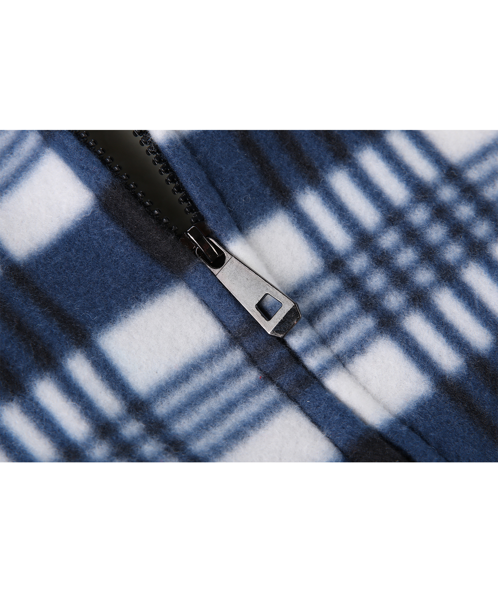 Men's Long Sleeve Full Zipper Fleece Plaid Hoodie-CFMGF00001