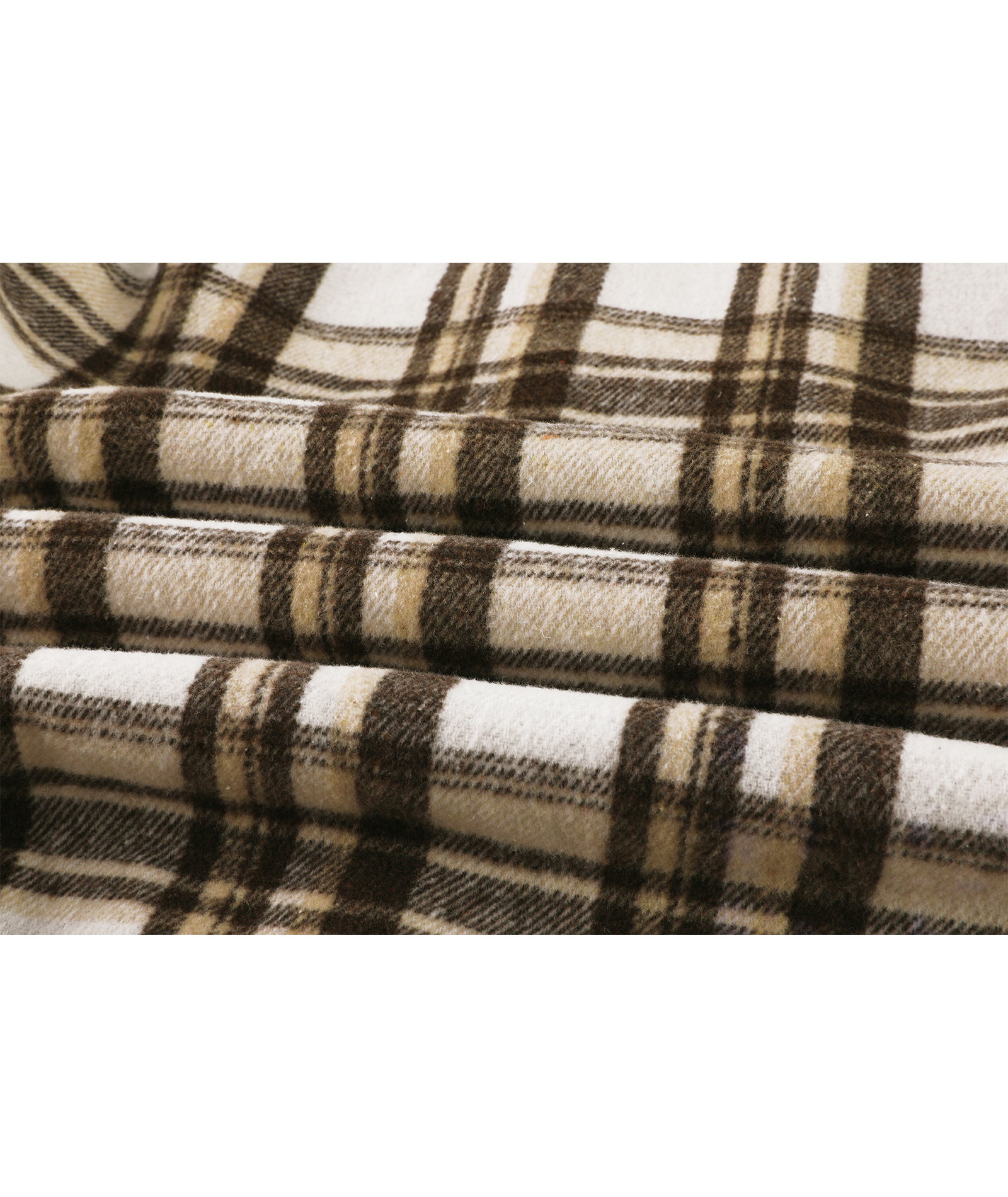 Men's Long Sleeve Full Zipper Plaid Fleece Shirt-CUMJA04084