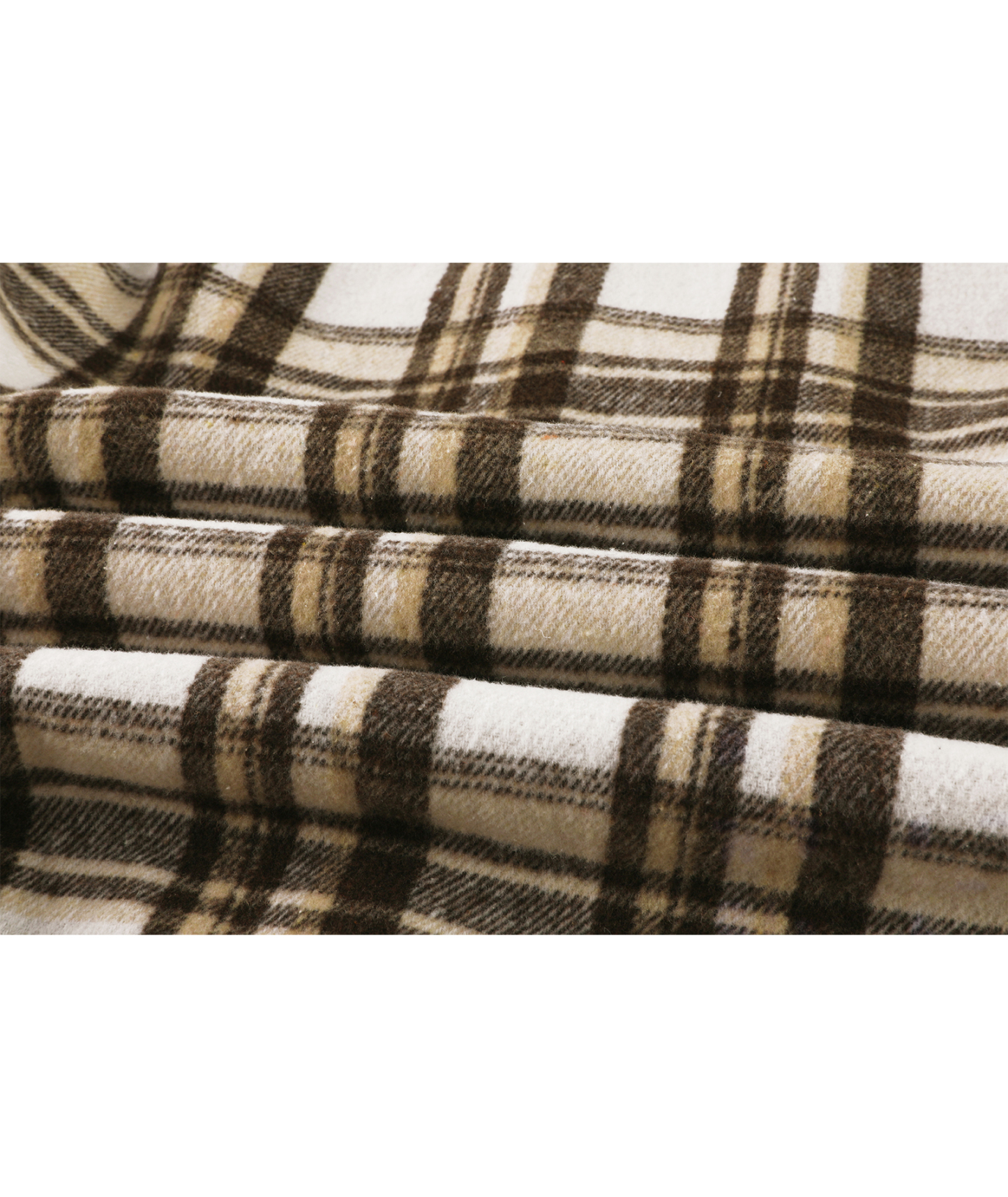 Men's Long Sleeve Full Zipper Plaid Fleece Shirt-CUMJA04084